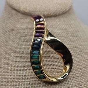 Swarovski Gold Brooch with Multicolor Stones
